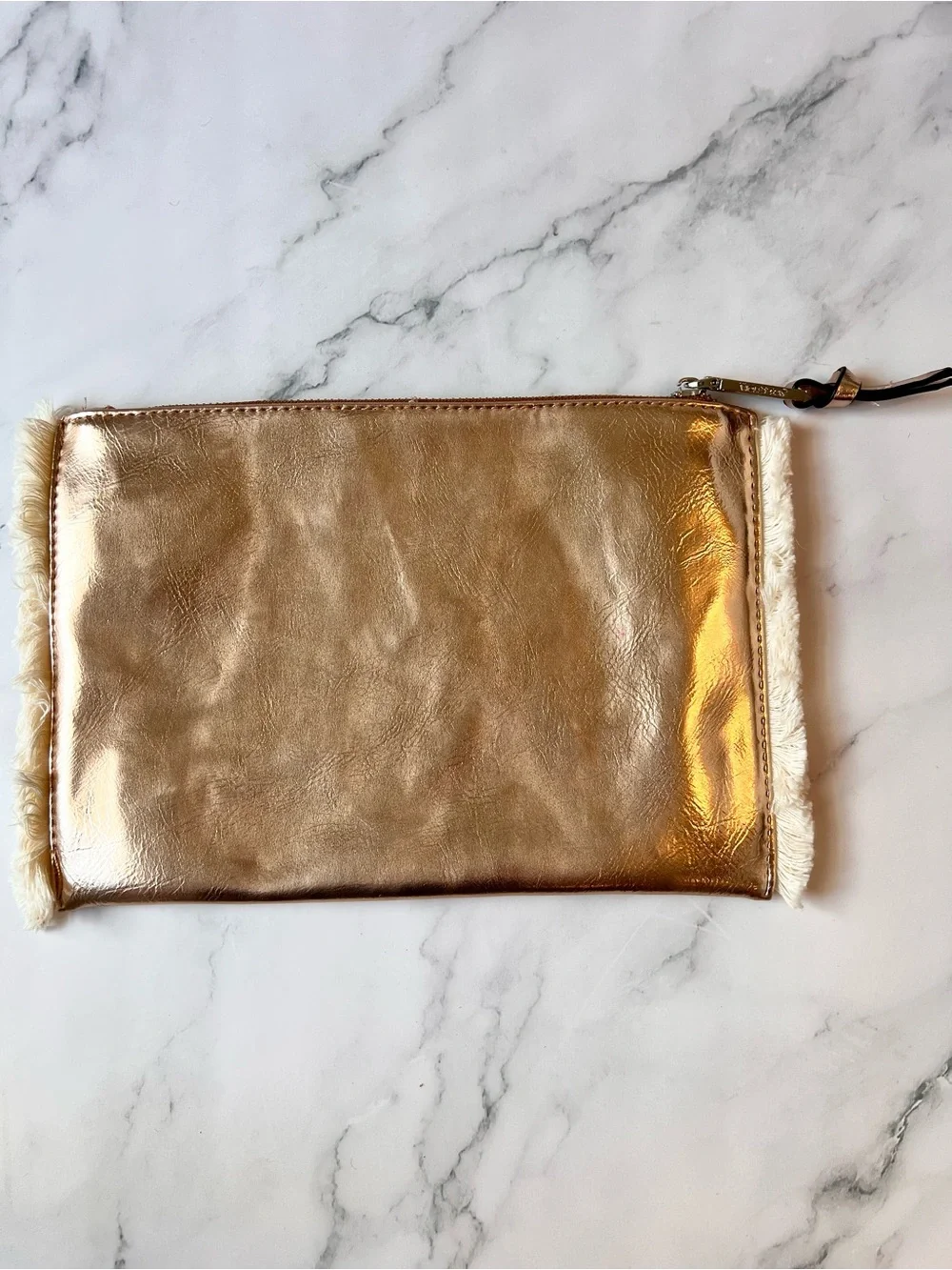 Violet Ray Woven Stripe Fringe Clutch Purse Bag Cream and Black